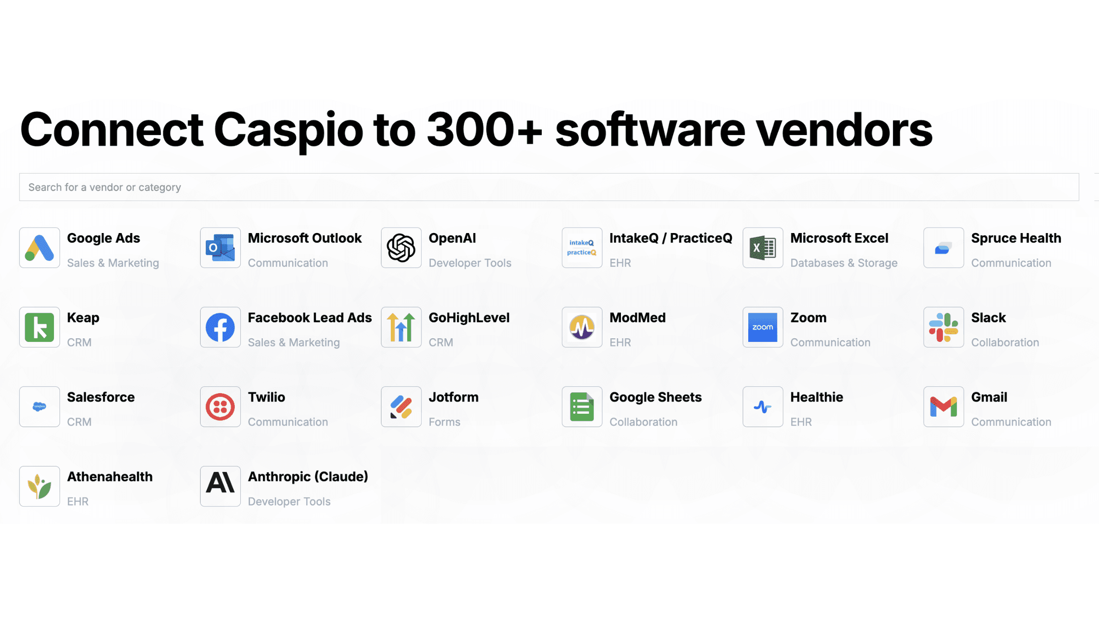 Connect Caspio to 300+ software integrations.