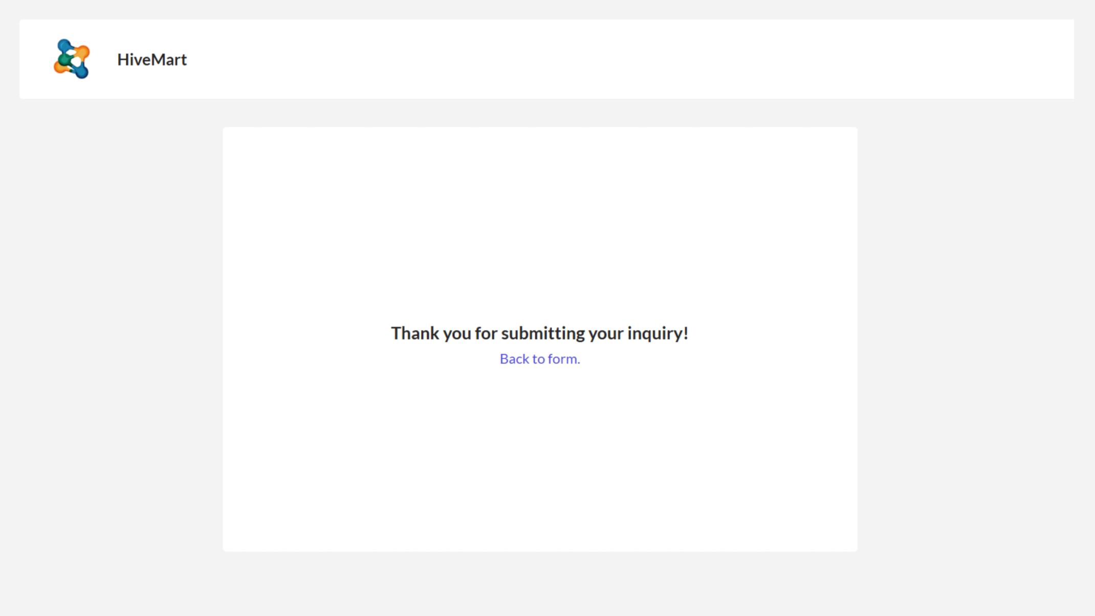 Displays confirmation message post-submission.