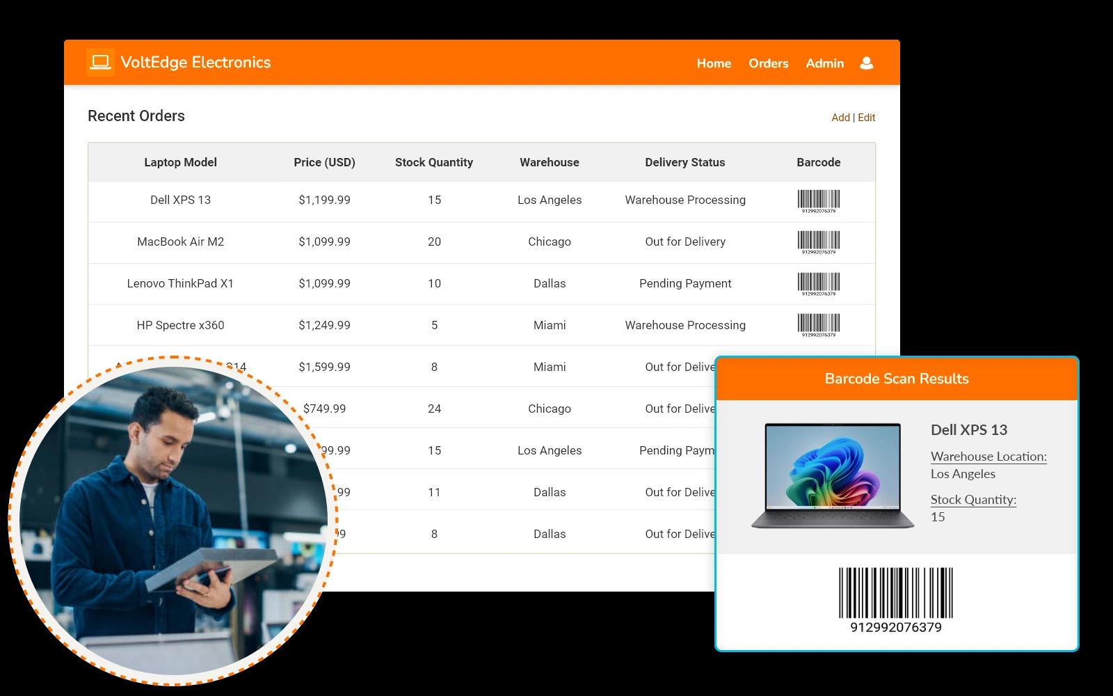Track products' warehouse location, shipping and deliveries throughout the fulfillment process. 