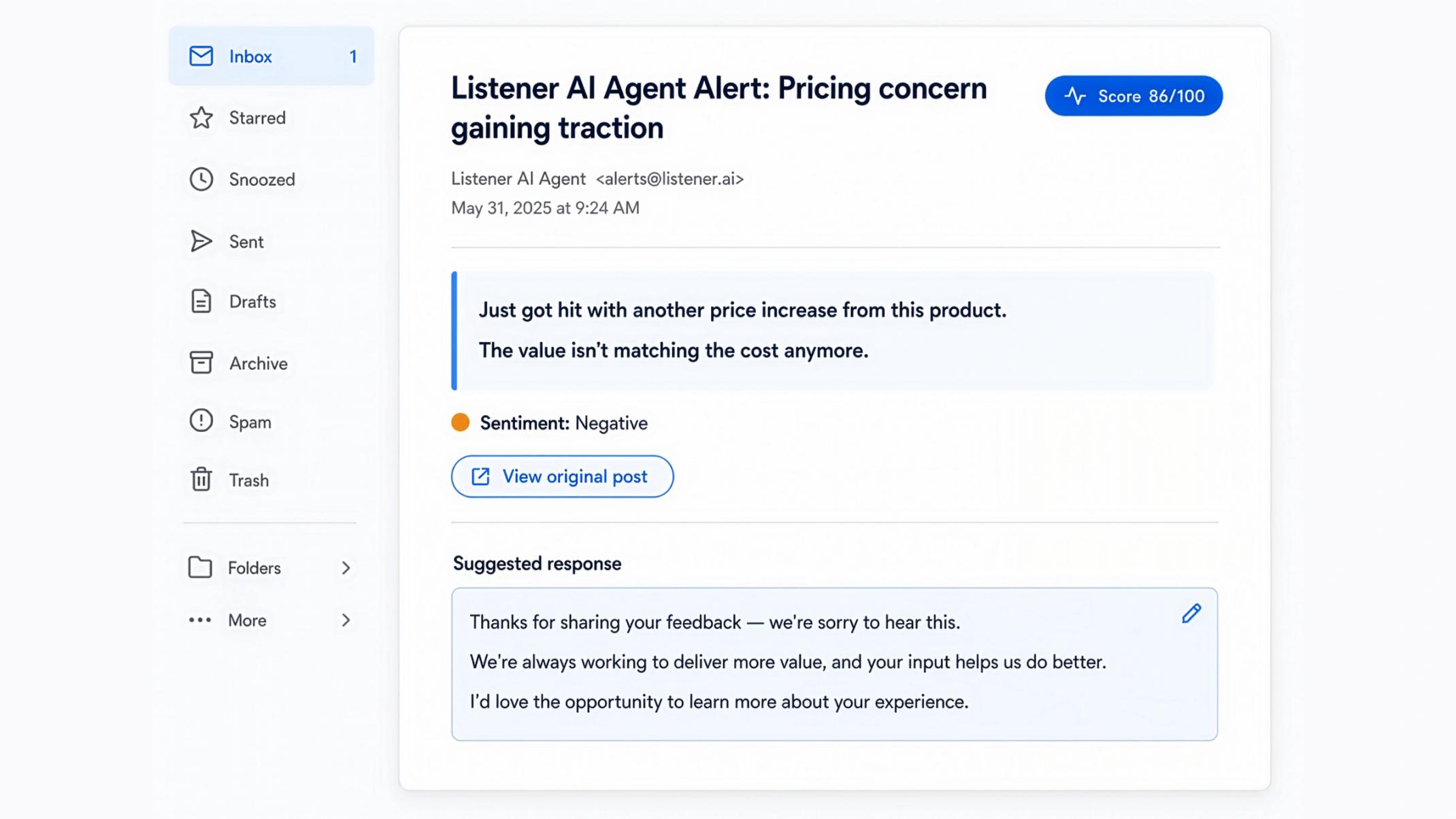 Listener AI Agent Alert Email