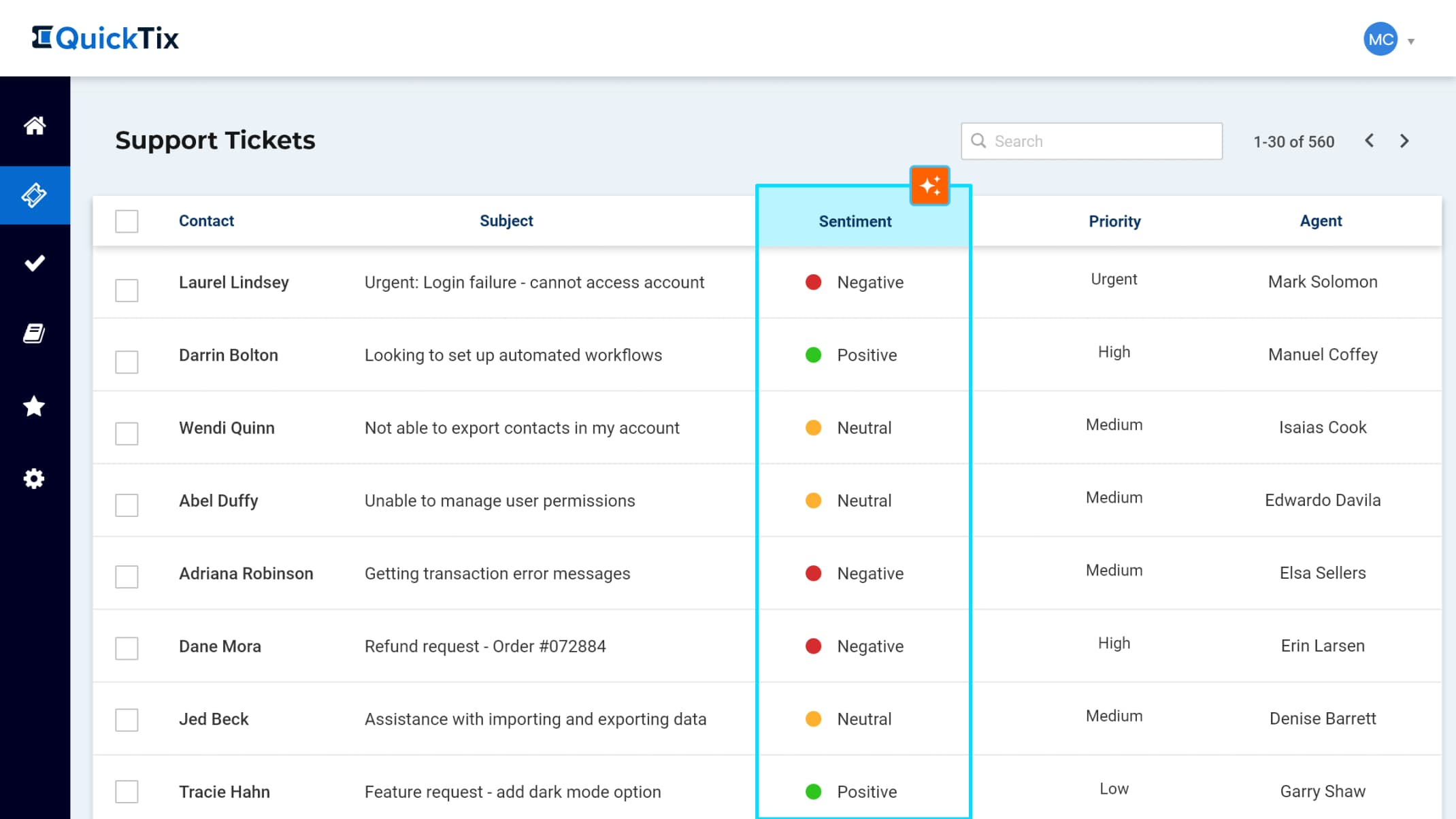Ticketing system with AI-driven sentiment analysis using OpenAI GPT.