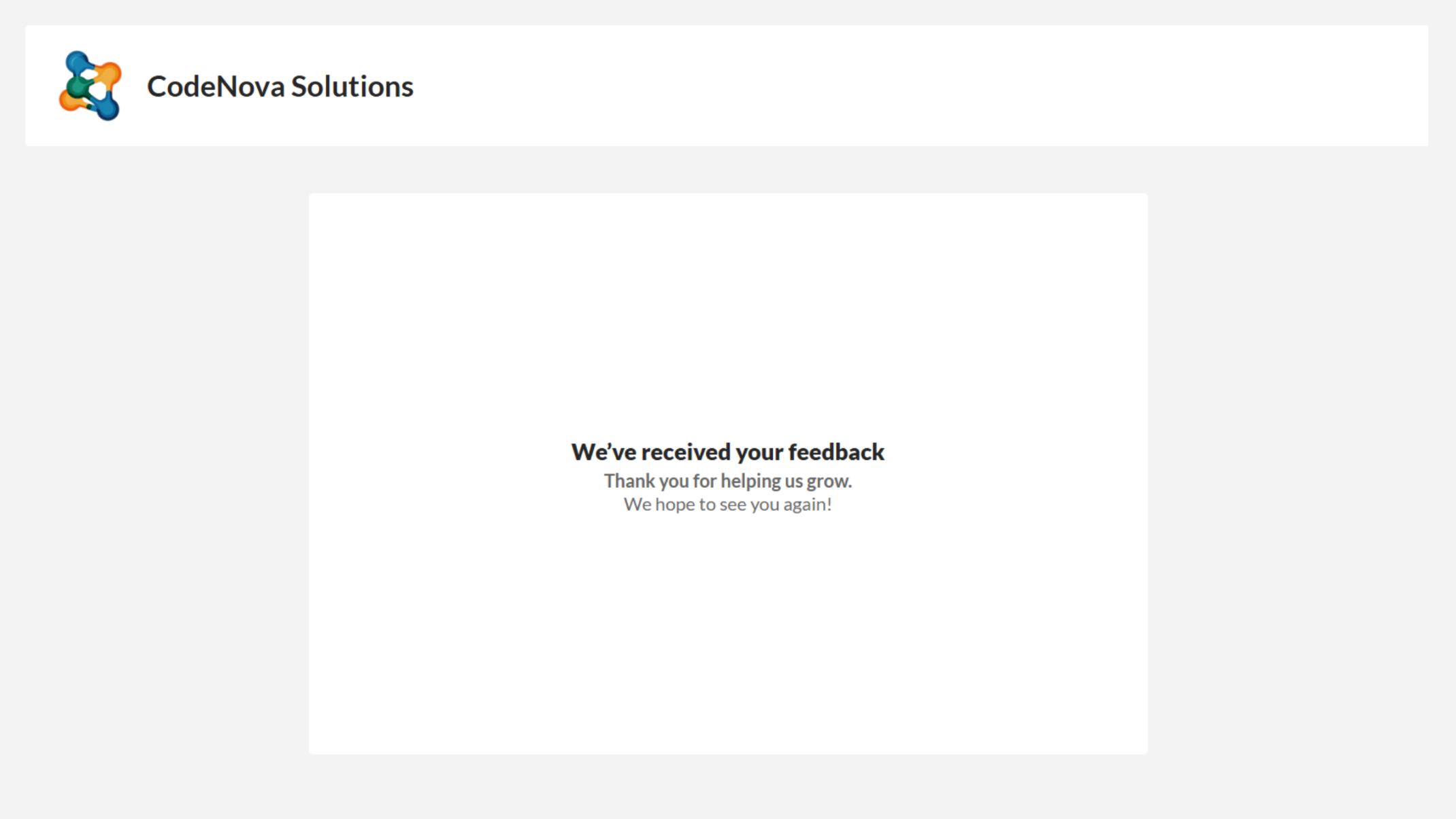 Message displayed after submission.