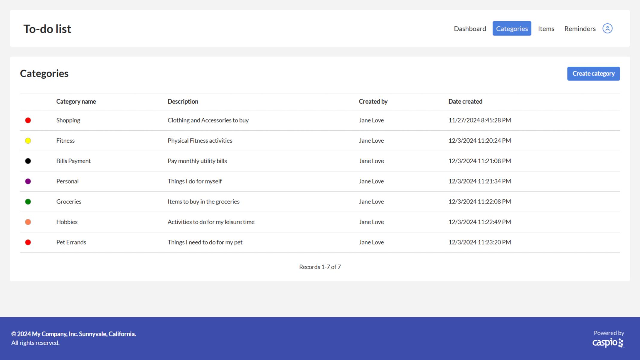 Create custom categories to fit your specific needs.