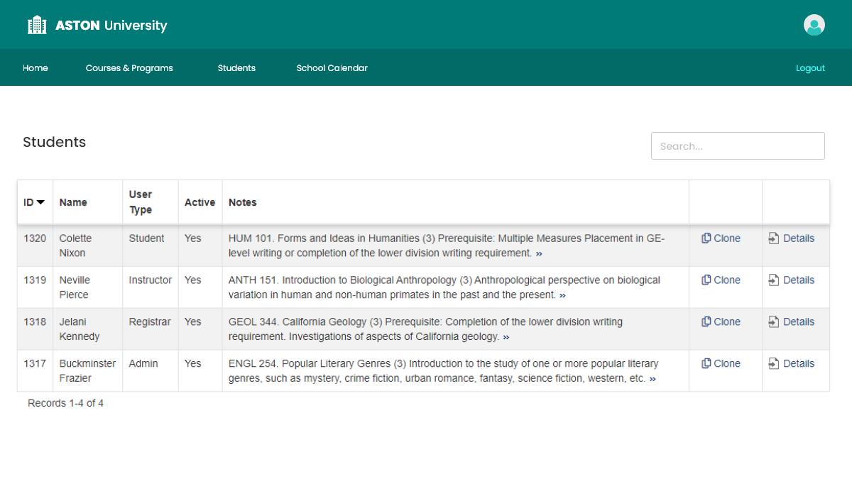 Screenshot of a web portal using Caspio's Clone Record customization.