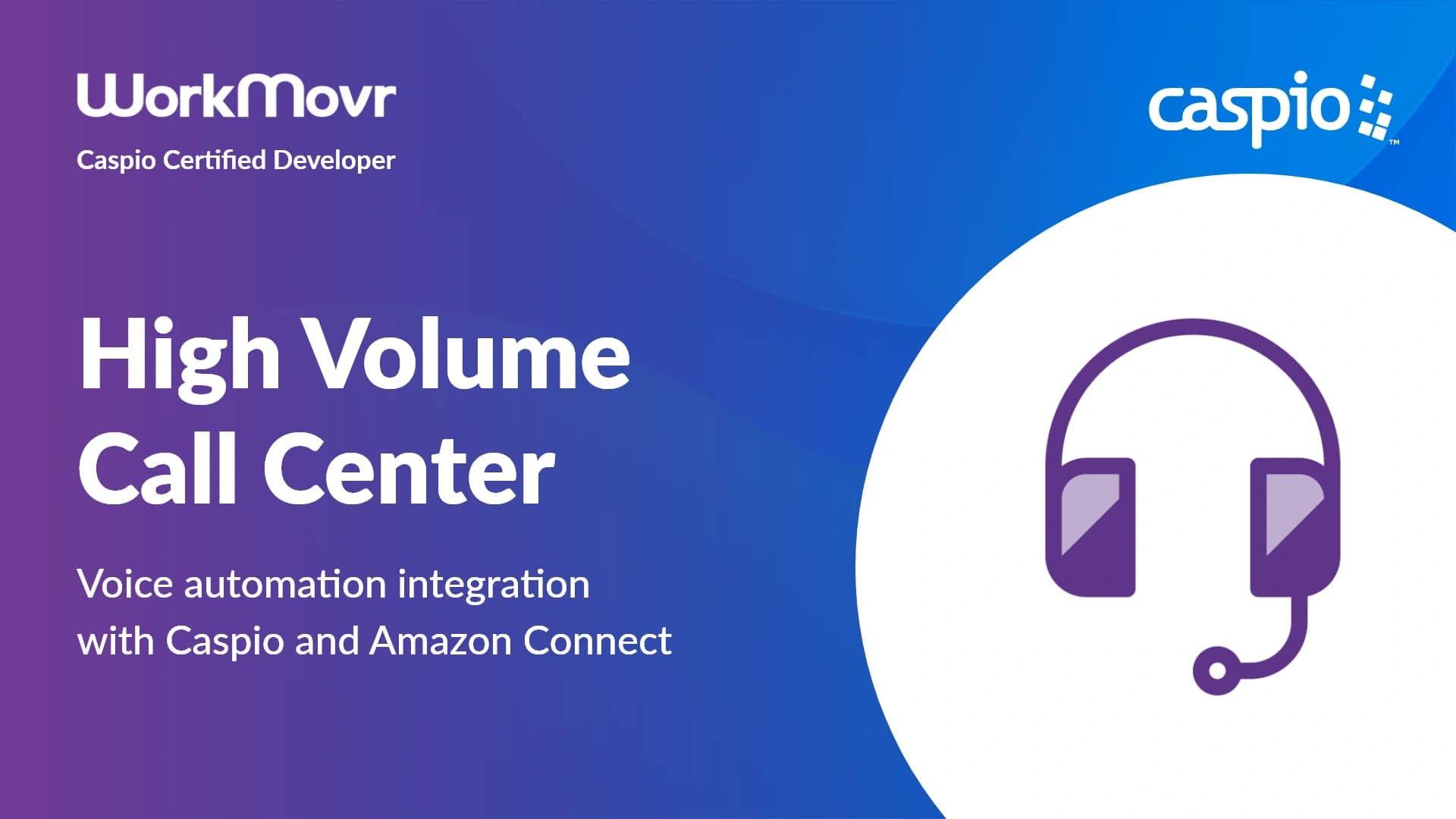 Walkthrough of the High Volume Call Center customization by WorkMovr, covering Caspio screens, recordings, and Amazon Connect IVR routing.