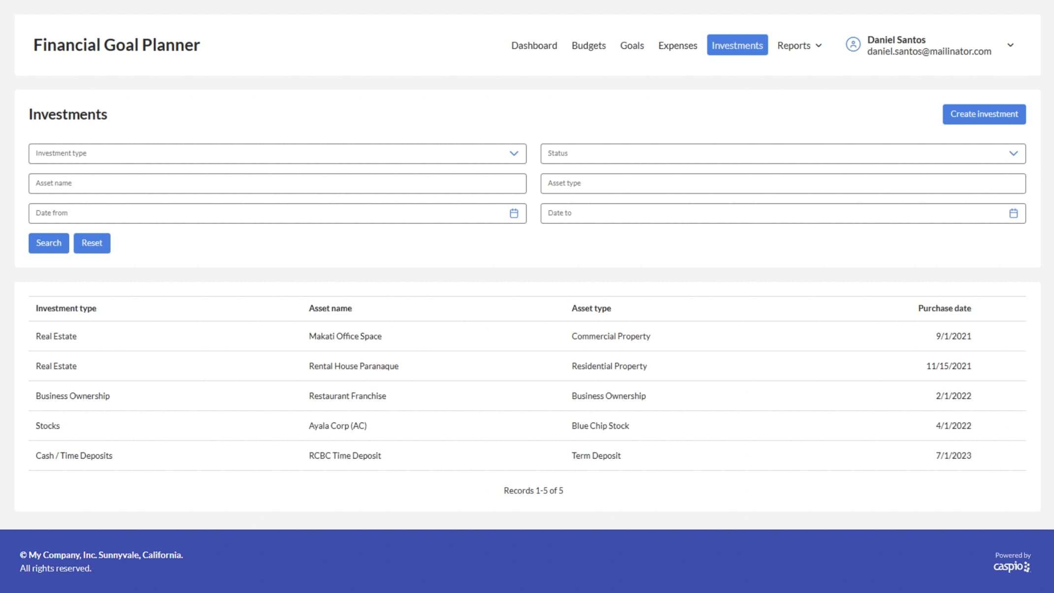 Monitor investment portfolios and track growth against financial objectives.