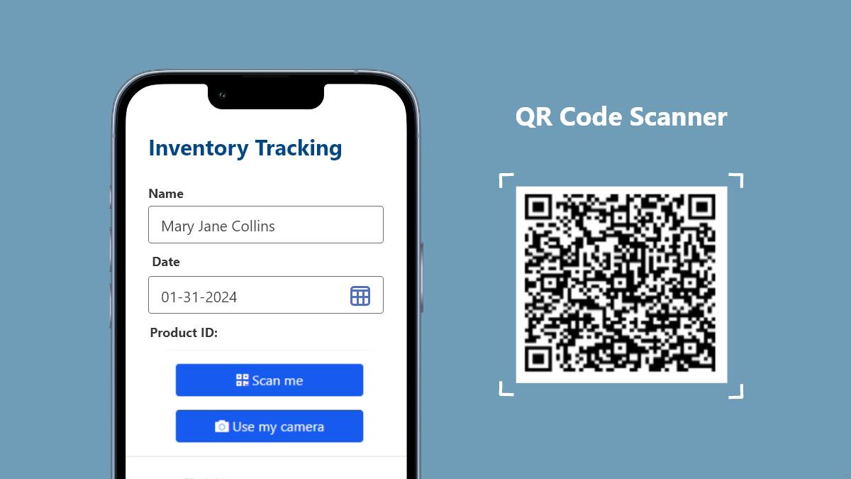 Screenshot of a sample page using Caspio's QR Code Scanner extension.